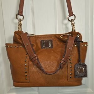 (New) Steve Madden Brown Studded Faux Leather Shoulder Bag